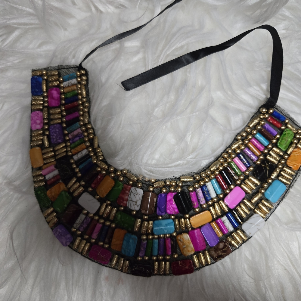 Alilang Women's Bohemian Beaded Statement Necklace with Multicolored Accents - Picture 1 of 1